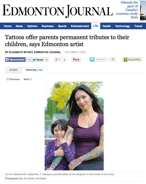 Tattooed Parents in the Edmonton Journal